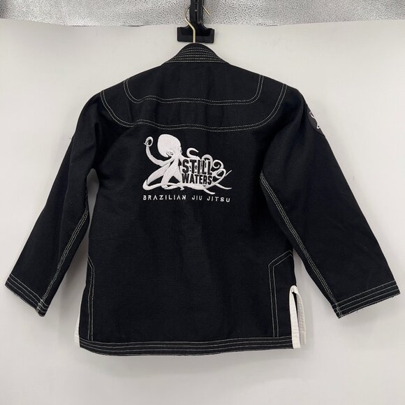 Kids Still Waters Brazilian Jiu-Jitsu Gi Kimono Top Black White Stitching Sz M 2 - Picture 10 of 12